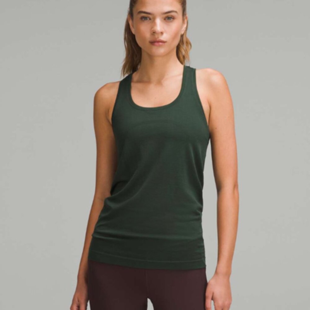 Lululemon Swiftly Tech Racerback Tank Top Hip Length Size 6 Olive Green